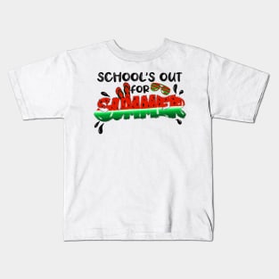 Schools Out For Summer, Watermelon, sunglasses, flip flops Kids T-Shirt